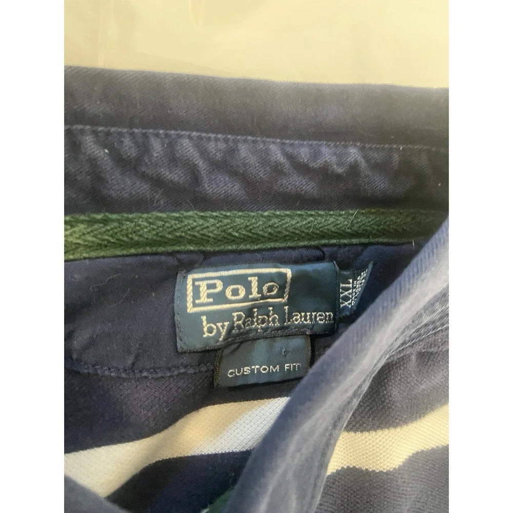 Vintage Ralph Lauren Polo Denim Collar 3-Button‎ Breathable Golf Shirt -Size 2XL
